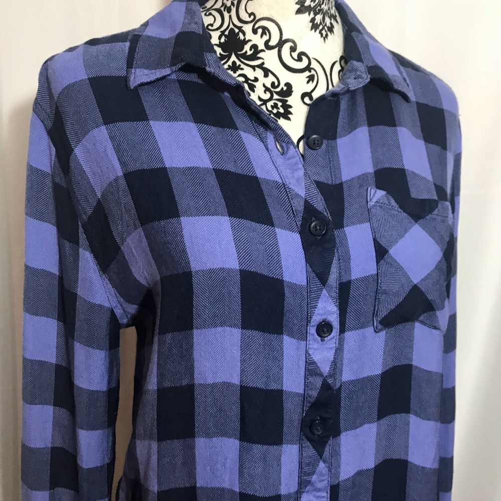 Beach Lunch Lounge Purple plaid button shirt